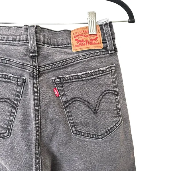 LEVIS Wedgie Distressed Ankle Denim Gray‎ Wash Sz 28 - Image 5