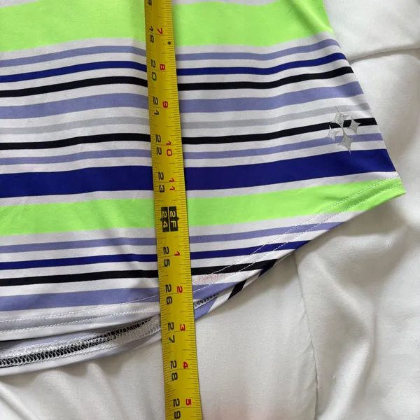 Jofit Womens Large Sleeveless Tennis Golf Polo Shirt Striped Green White Active - Image 5