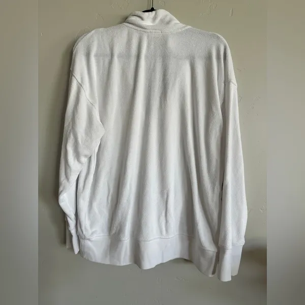 Aerie offline terry cloth quarter zip sweatshirt sz M white - Image 2