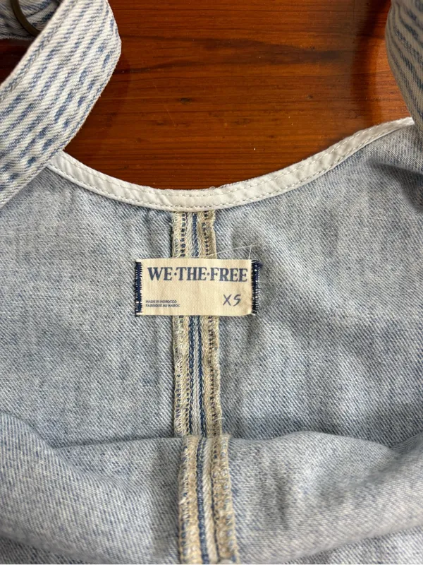 We The Free Free People High Roller Railroad Stripe Cotton Overalls Sz XS 🧡🍄 - Image 8