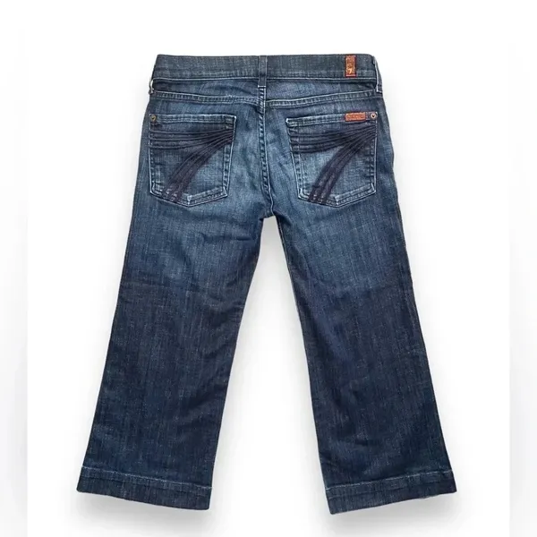 7 For All Mankind Dojo Crop Dark Wash Flare Jeans - Image 4