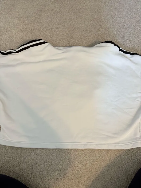 Adidas White Crop Hoodie Women’s Sweatshirt 3 Stripes Embroidered - Image 5