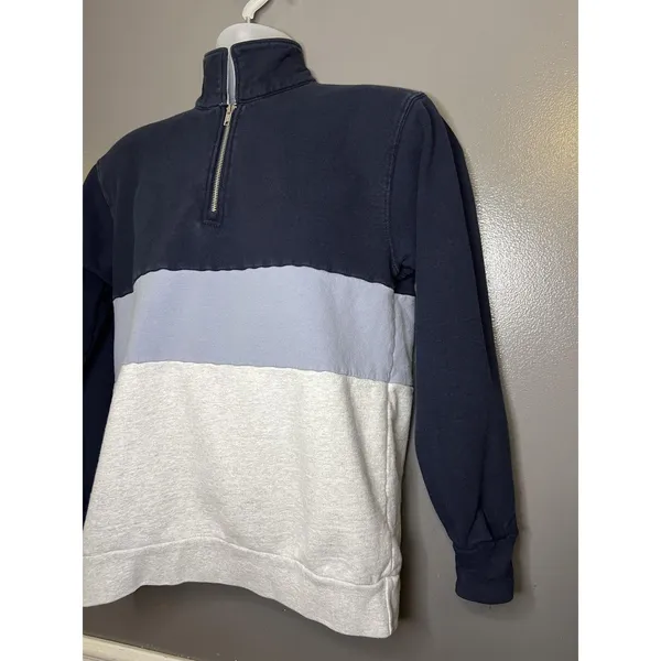 J. Galt Sweatshirt Womens Med Navy Colorblock 1/4 Zip Fleece Mock Neck Pullover - Image 4