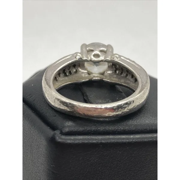 Vintage Round CZ Solitaire & Accents Band‎ Ring Size 5.5 Sterling 925 Silver 6g - Image 5