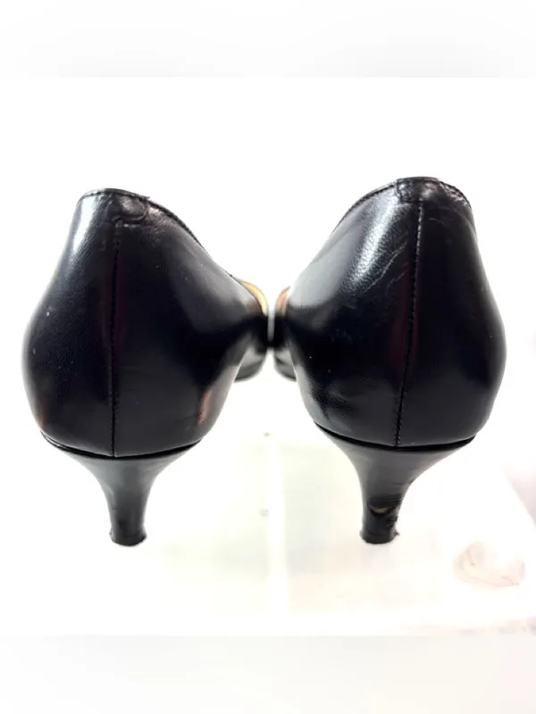 Cole Haan 8.5 Workwear Kitten Heel Black Leather Round-Toe Pumps - Funeral - Image 5