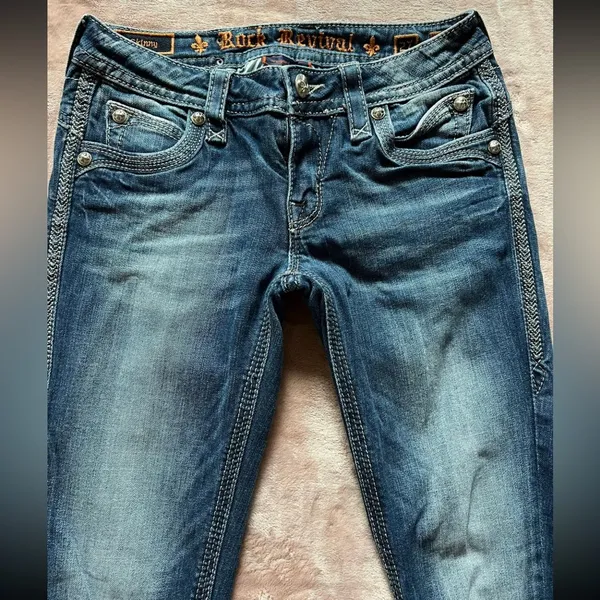 ROCK REVIVAL Skinny Lillian Denim Jeans Blue‎ 26 - Image 3