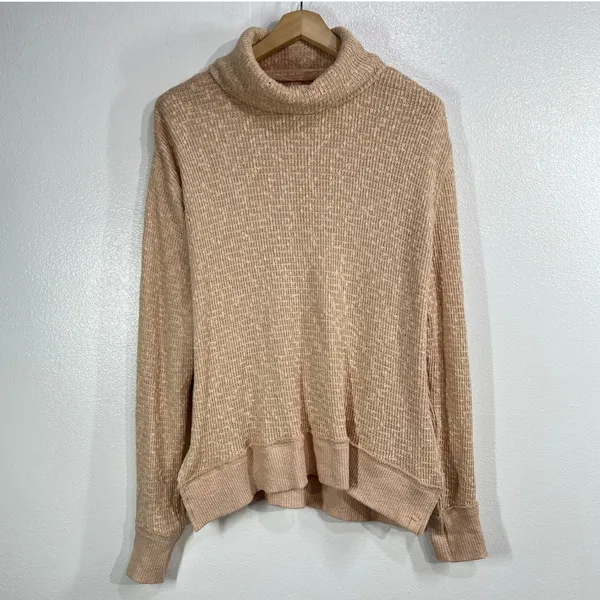 Free People We The‎ Free Tommy Turtleneck Sweater Toasted Almond Large Slouchy L - Image 2
