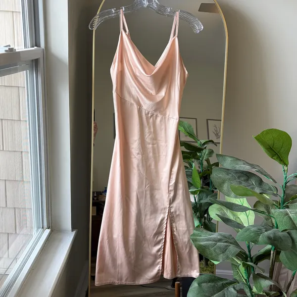 Satin Cowl Neck Midi Dress - Image 3