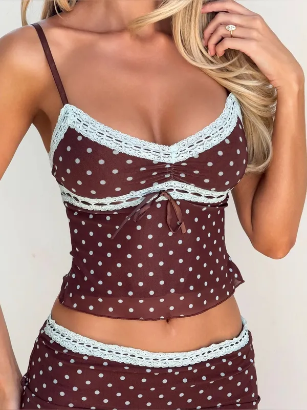 Nwot Tiger Mist Polka Dot Amara Lace Skirt Set Xxs - Image 3