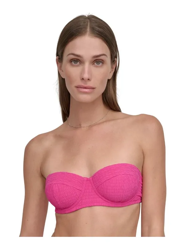 NEW DKNY Textured Molded Balconette Bikini Swim Top DIMTS470 Wildberry Pink M - Image 7