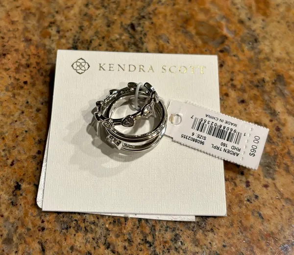 NWT Arden Triple Ring Set Silver White Crystal size 6 - Image 3