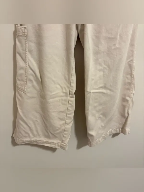 Aerie Cream Wide Leg Soft Cargo Pant size Large Short - Image 3