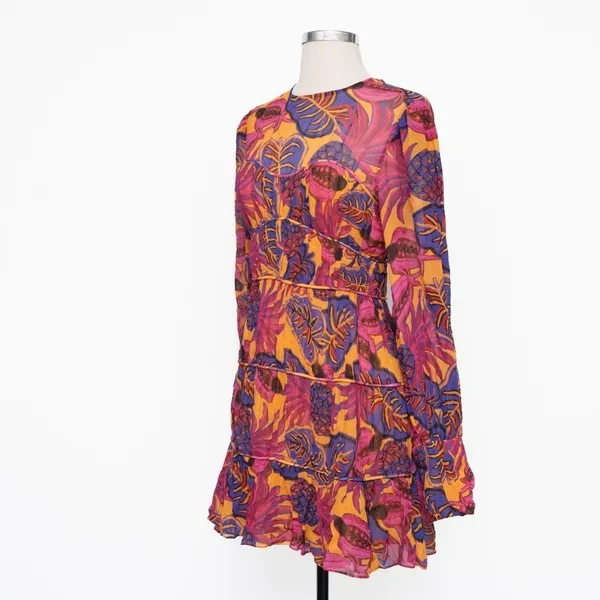 Farm Rio |‎ Fruit Dream Long Sleeve Pleated Tiered Dress - Image 10
