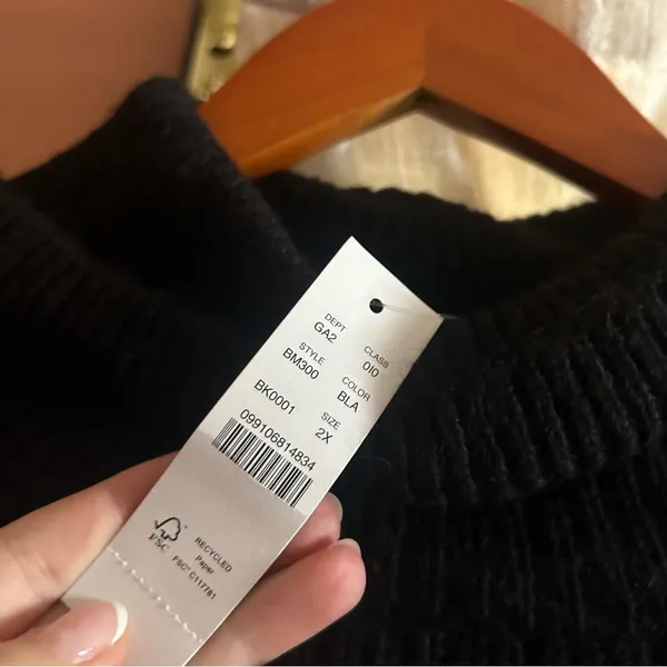 J.‎ Crew Wool Alpaca Cropped Puff Sleeve Turtleneck Sweater Black NWT Size 2X - Image 3