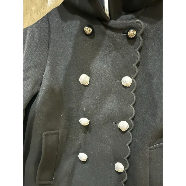 Kate Spade Out West Scallop Double-Breast Peacoat Black Size Small - Image 5