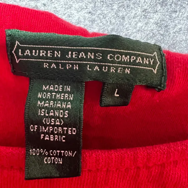 Lauren Ralph Lauren Red Asymmetrical Button Hoodie Crest Sleeve‎ Womens L Y2K - Image 5