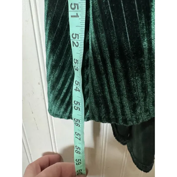 Baltic Born‎ Emerald Green Striped Velvet Velour Wrap Dress Women Size Small - Image 4