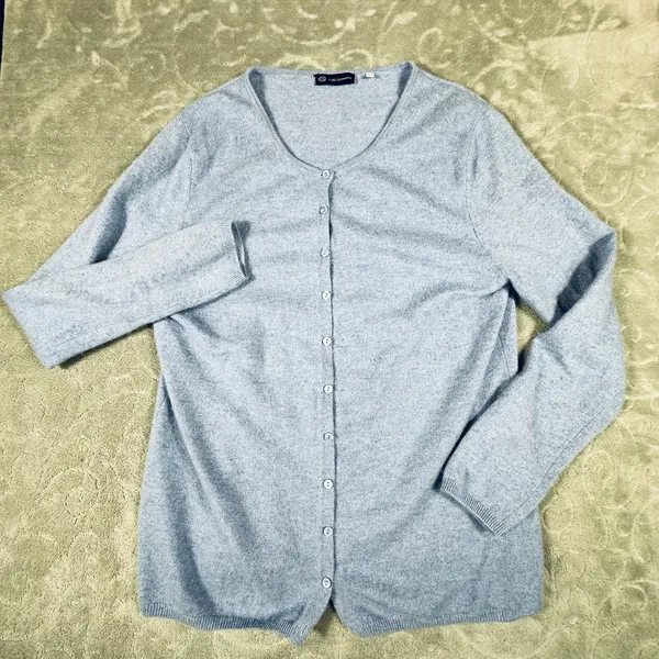 Pure Cashmere 100% Cashmere Cardigan Sweater Women M Button Up Preppy Minimalist - Image 3