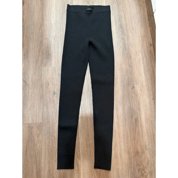 Fear of God Essentials Womens Black Ribbed Knit High Waisted Leggings Large 3637 - Image 2