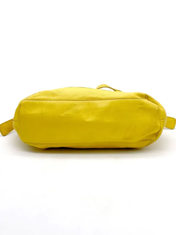 The Sak Kendra Hobo Shoulder Bag Mustard Yellow Leather Slouchy Zip Pocket Purse - Image 8