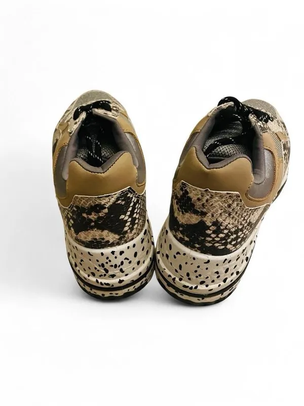 Steve Madden Bena Platform Wedge Sneakers Natural Snake Animal Women’s 8 - Image 4
