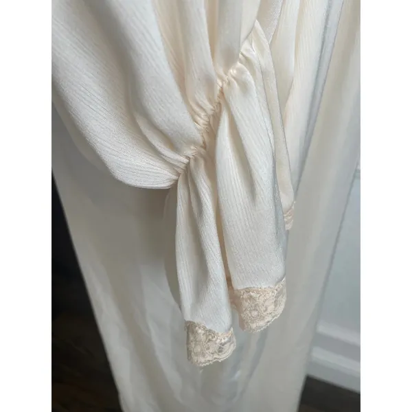 Vintage Etienne Cream Lace Peignoir Robe Small Embroidered Dressing Gown - Image 10
