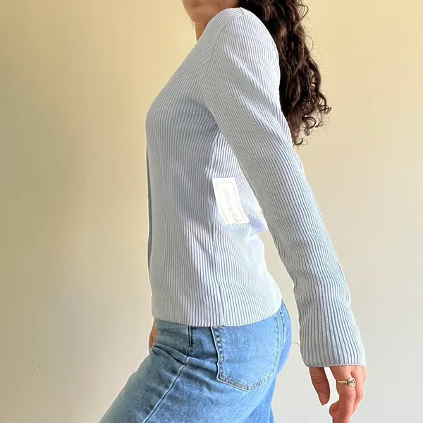 Pierre Cardin Baby Blue Rib Knit Nwt Cardigan - Image 2