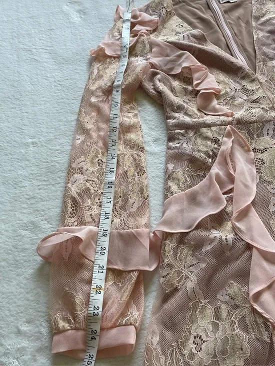 For Love & Lemons Bumble Pink Ruffle Lace Mini Dress size S - Image 7