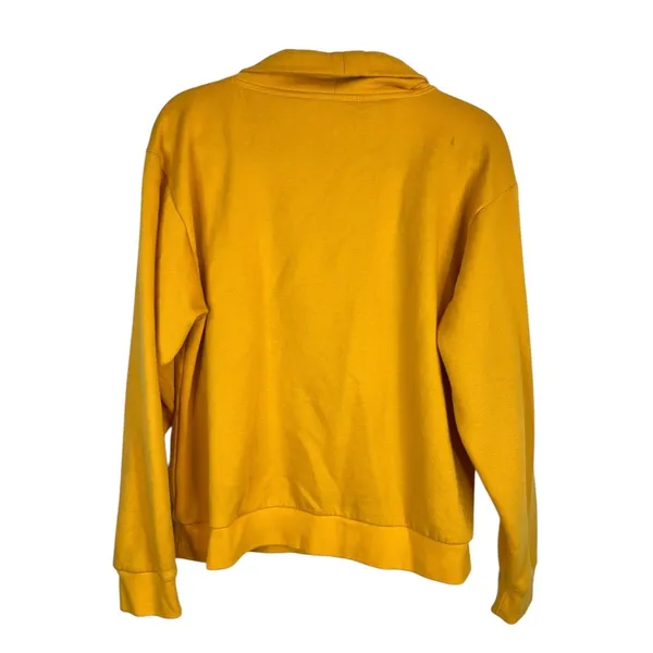 PINK Victoria's Secret Yellow Cowl Neck Graphic Sweatshirt - Size Medium - Image 6