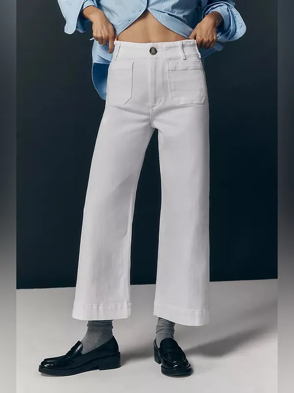 Anthropologie Maeve Colette White Wide-Leg High-Rise Jeans Size 27 Petite - Image 3