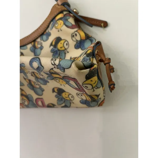 RARE VTG Y2K Dooney & Bourke Bumble Bee Print Shoulder Bag Leather canvas - Image 8
