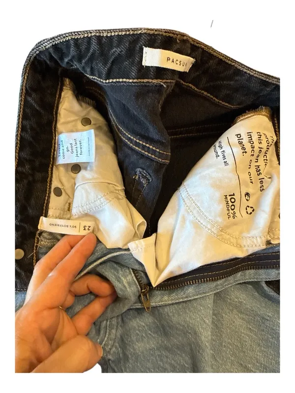 PacSun Two-Tone Light Blue Jeans on Front with Black Back. 90s Boyfriend Style - Image 5
