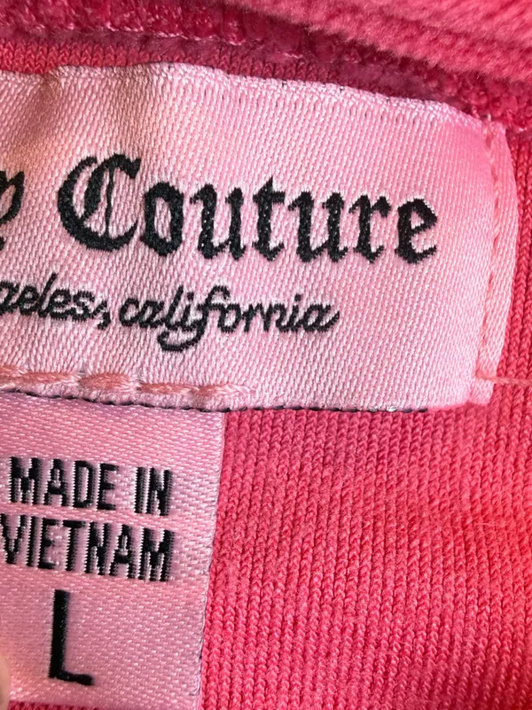 Juicy Couture Hot Pink/silver Velour Zip-Up Y2K Hoodie‎ Size L - Image 6
