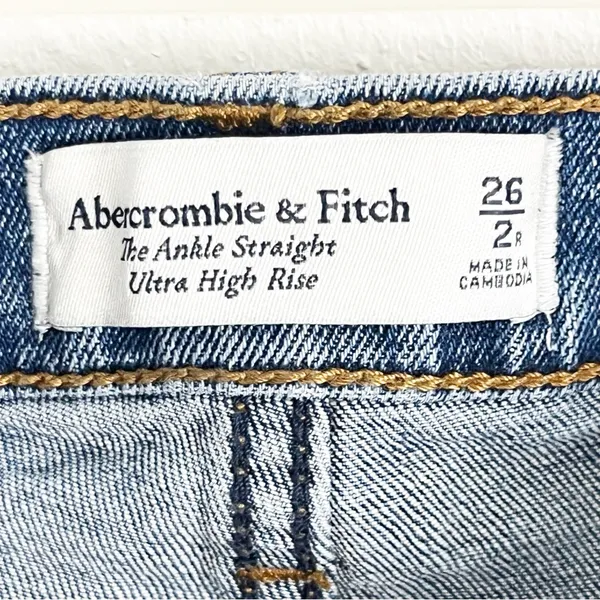 ABERCROMBIE & FITCH The Ankle Straight High Rise Button Fly Jeans Size 26 Casual - Image 3