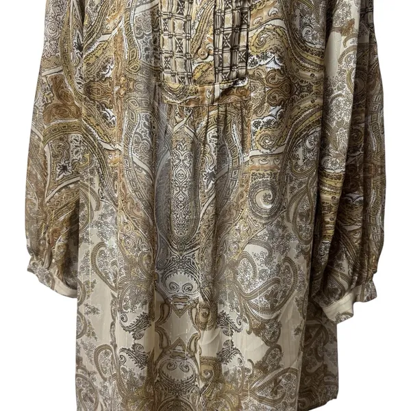 Lane Bryant Brown Paisley‎ Tinsel Sheer Tunic Bohemian Peasant Career 18/20 - Image 4