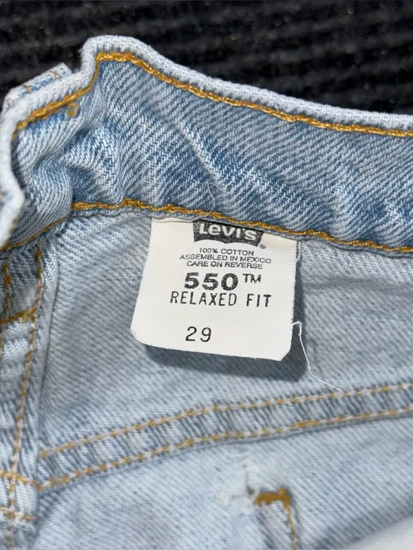 Vtg 90s Levi’s 550 Relaxed Orange Tab Denim Shorts Light Wash 27 (tag 29) Jorts - Image 6
