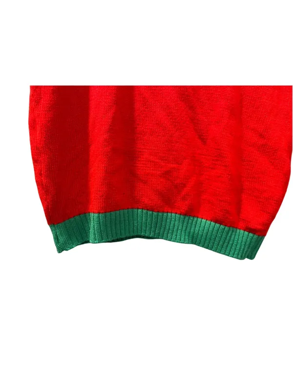Ugly Christmas Sweater Vest Red Reindeer 3D Tie Jingle Bell Sequin Small Tacky - Image 7