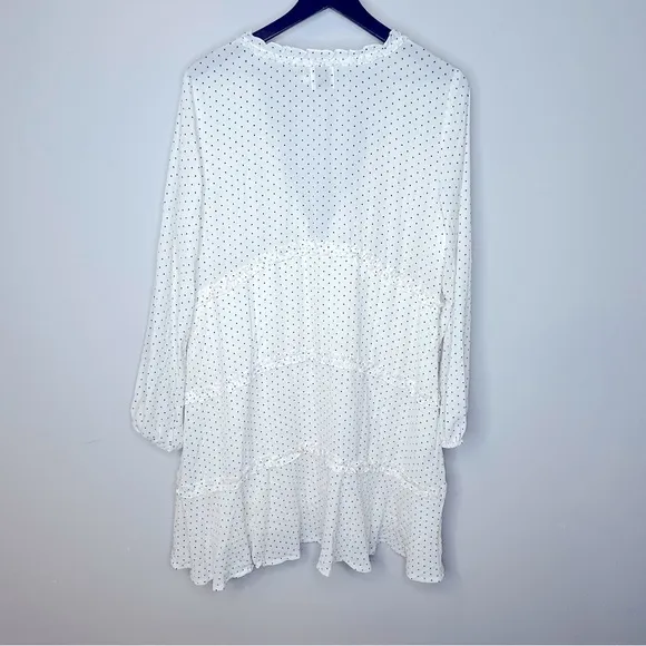 Polly Black and White Polka Dot‎ V-Neck Tiered Dress Size 12 - Image 2