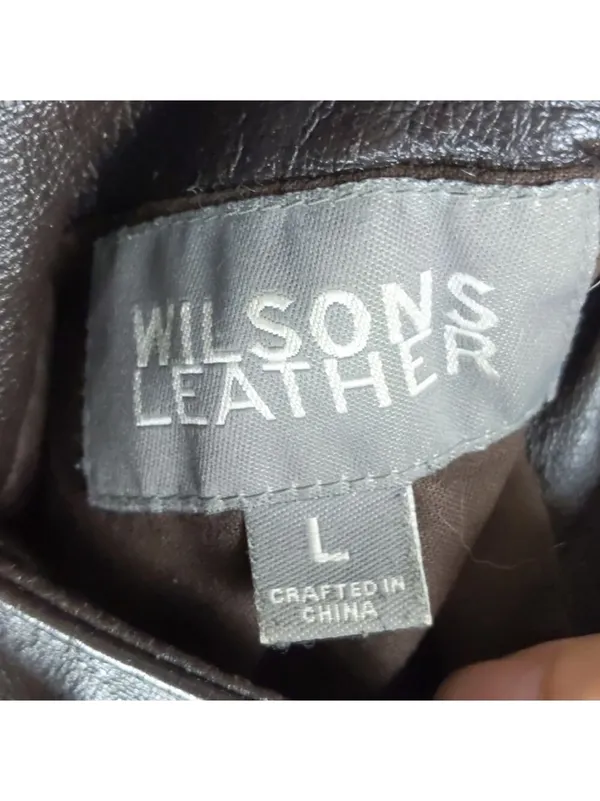 WILSONS leather vintage coat with belt size large - Image 8