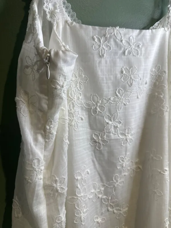 NWT White Embroidered Dress L 12-14 Lace Strap Cottagecore Boho No Boundaries - Image 7