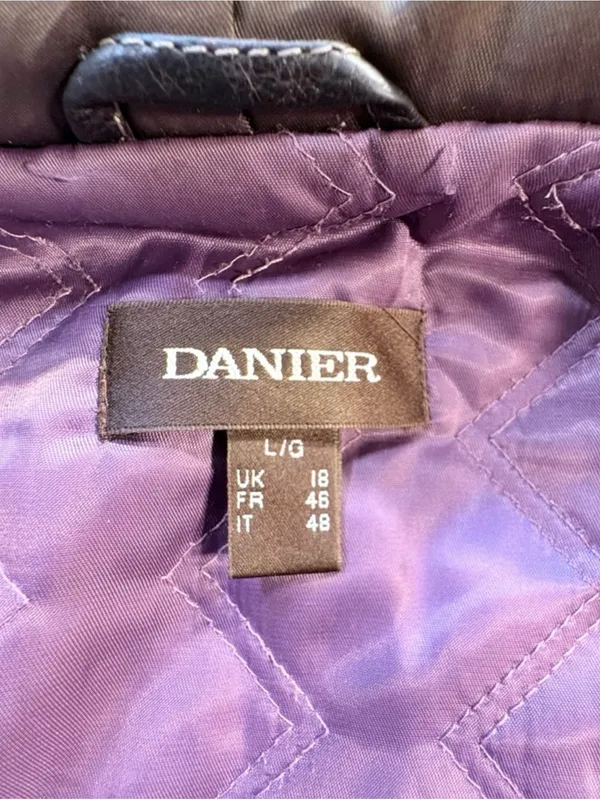 💥Danier Genuine Leather Hooded Moto Zip Up Jacket Brown Quilted Lining Sz L❤️ - Image 11
