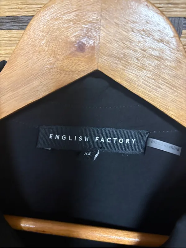 English Factory Black Balloon Sleeve Blouse Size XS - Image 6