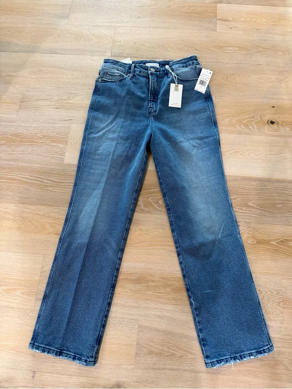 Good American Good Curve Straight Blue Jean 8/29 NWT $155 - Image 3