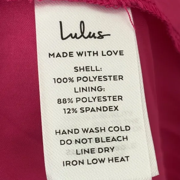 New Lulus Peak‎ Party Vibe Hot Pink Satin Tiered Tie-Back Midi Dress Size S - Image 10