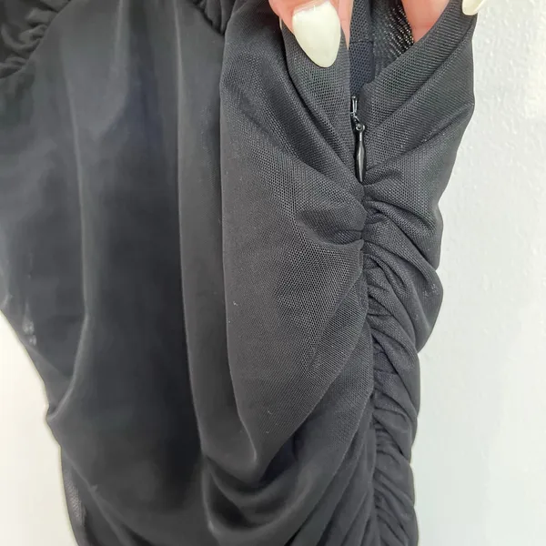 Aritzia Wilfred Winona Black Mesh Ruched‎ Dress Size M - Image 4