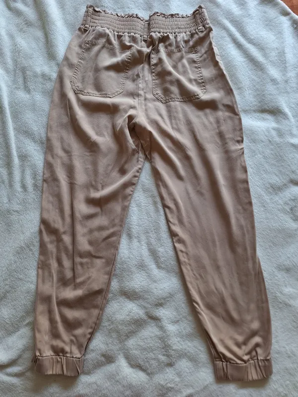 Abercrombie & Fitch 100% Lyocell Tan Paperbag Waist Jogger Pants M - Image 7