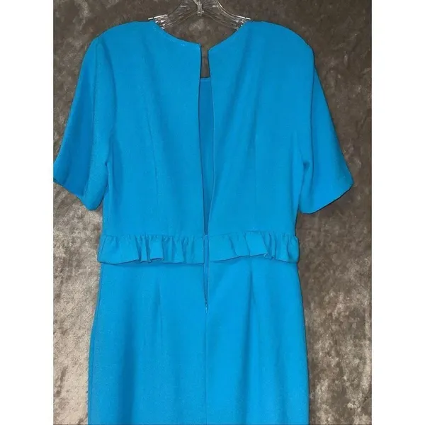 NEW Charles Henry Nordstrom Turquoise Sheath Dress Sz S Ruffle Waist #784 - Image 8