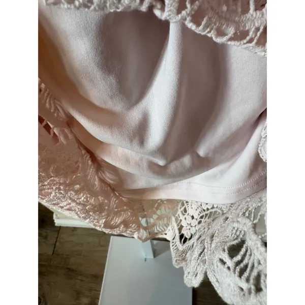 Lauren Ralph Lauren Pink Crochet Lace Sheath Dress 3/4 Sleeve Scoop Neck Size S - Image 5