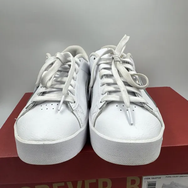 PUMA Court Sneaker, White, Women's Casual Low Top Leather Shoes Size 6.5 - Image 2