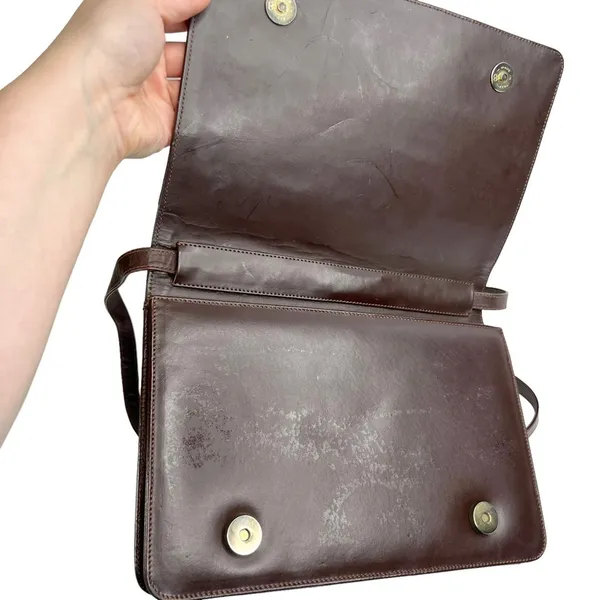 Brown Faux Leather & Suede Patchwork Front Shoulder Purse Bag - Image 10